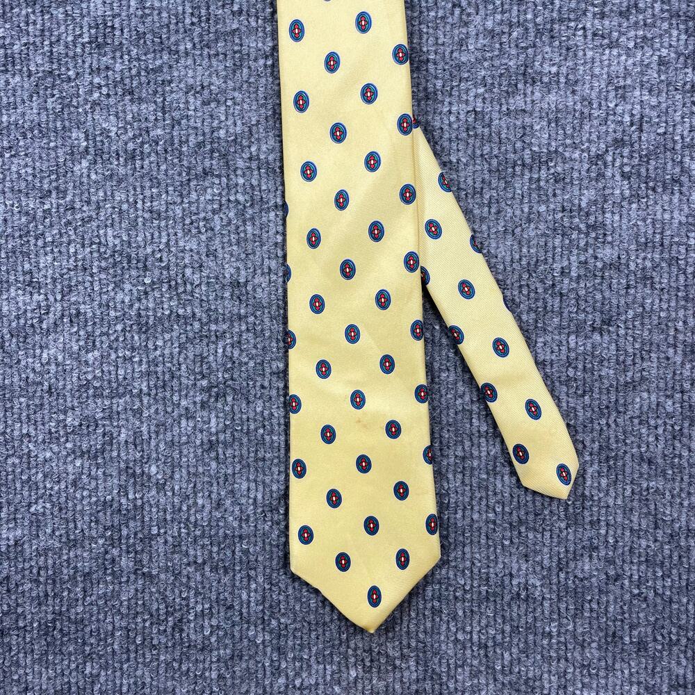 Stringbeans Plus Tie 2.5" X 56" Yellow Blue Geometric Allover 100% Silk USA READ